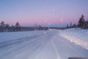 Leichter Schneefall auf der E 10