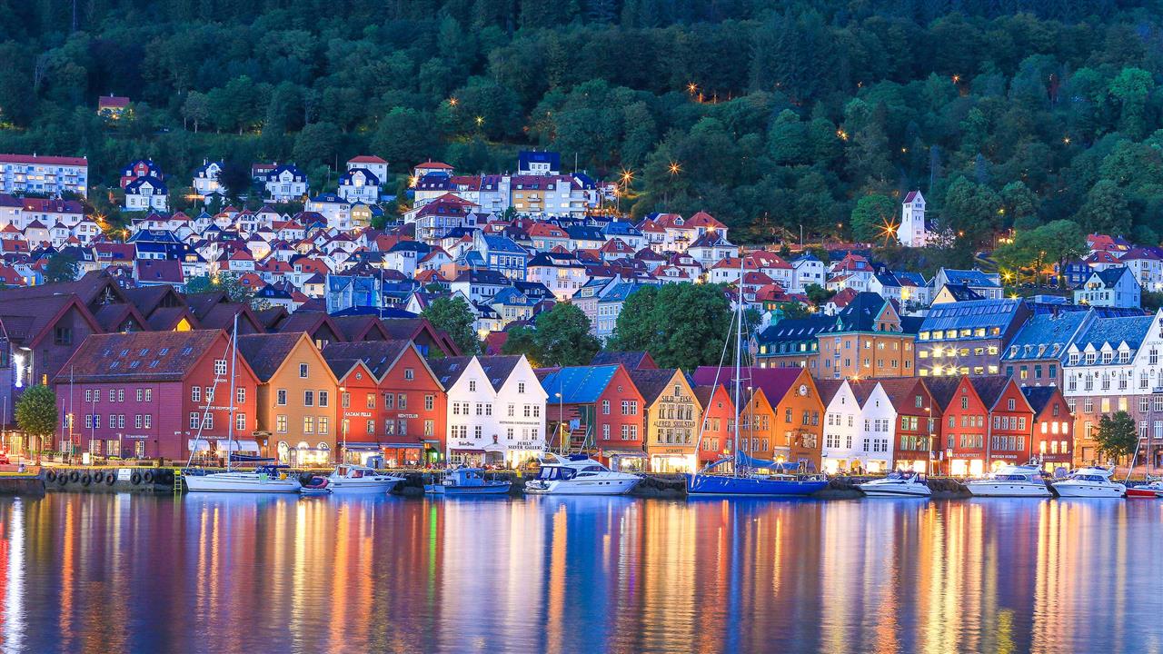 Bryggen im Abendlicht