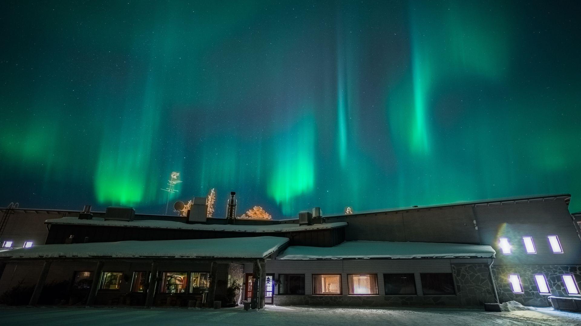 Nordlicht überm Santa's Hotel Aurora