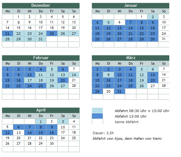 Eisbrecherfahrten - Fahrplan Winter 2020/2021