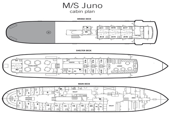 Kabinenplan M/S Juno