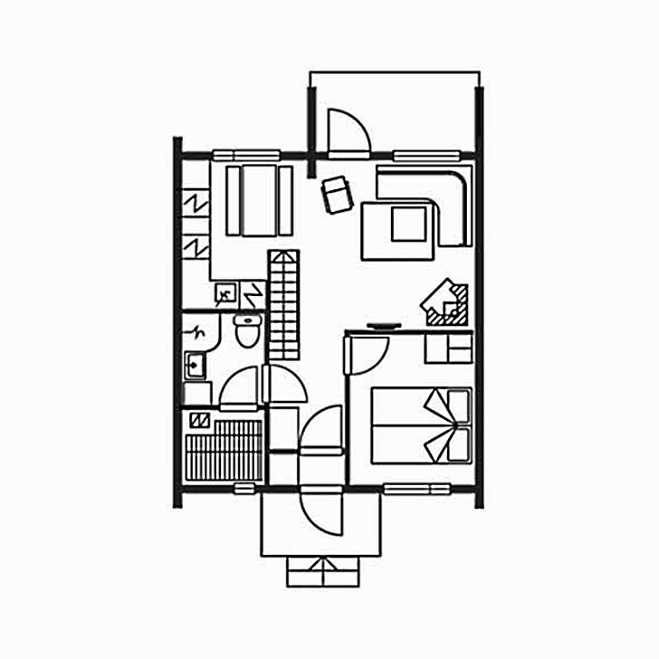 Grundriss Nordic Chalet mit 1 Schlafzimmer