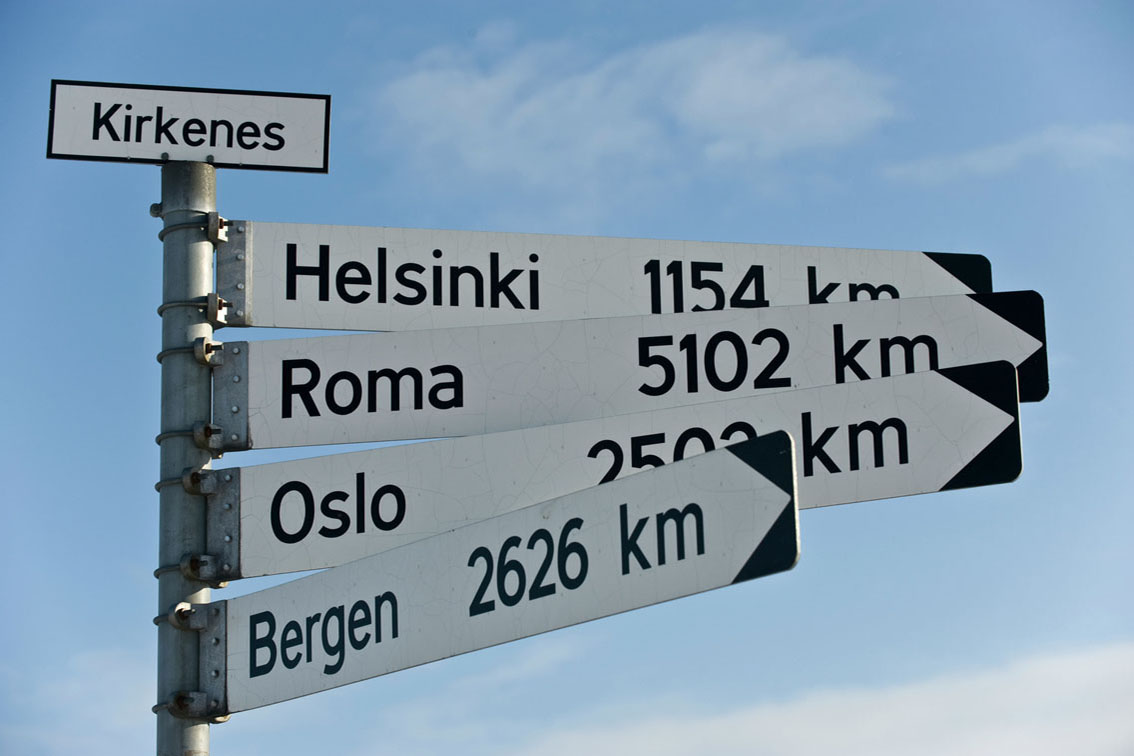 Road sign in Kirkenes