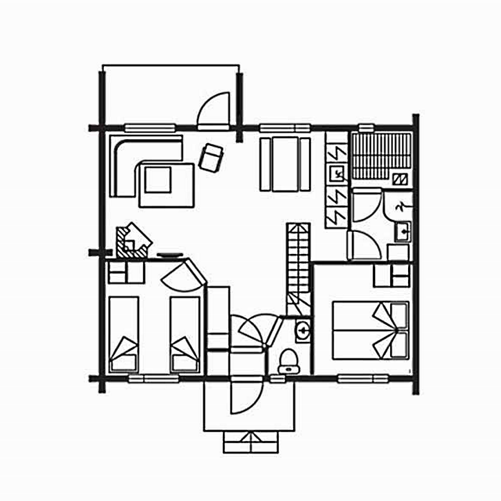 Grundriss Nordic Chalet mit 2 Schlafzimmer