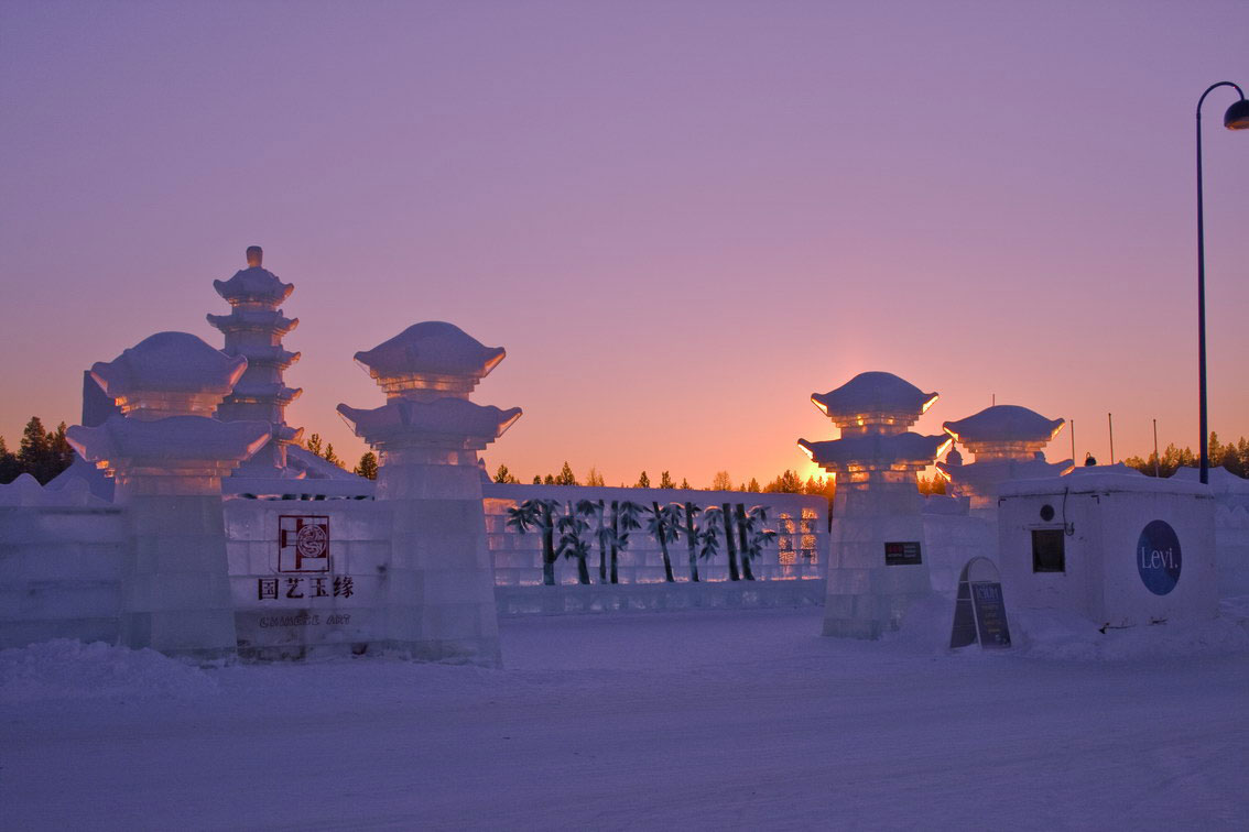 Eisskulpturen in Levi, Finnisch Lappland