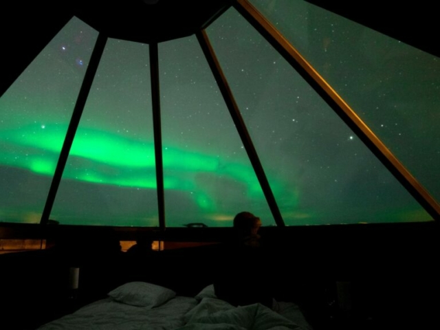 Blick aus der Aurora Cabin © Visit Inari