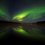 Nordlichter über dem Fluss Ume bei Granö Beckasin © Granö Beckasin